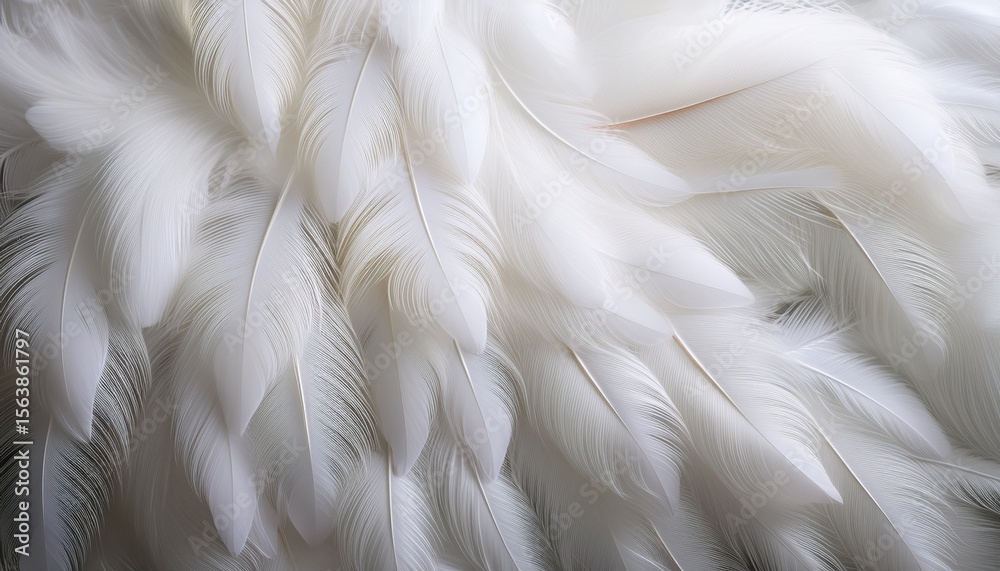 Obraz premium close up of soft delicate white feathers gently overlapping creating a light airy and serene texture with soft natural lighting