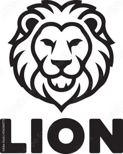 Lion Icon - Bold Black & White Line Art Design