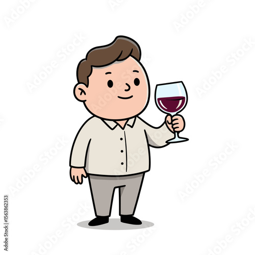 Man with wine glass holding red beverage. Ideal for restaurant menus, wine tasting events, and sophisticated dining experiences.