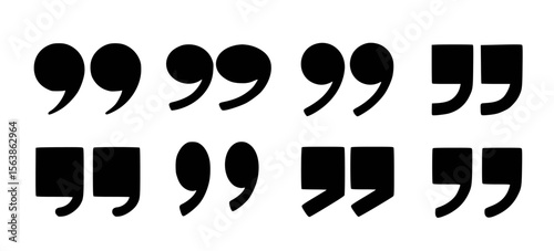 Black quotation marks graphic design elements punctuation typography