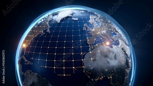 Smart Bot Detector Reveals Earth’s Night Illumination, Showcasing Continents and Cities with Advanced Technology in Digital Perspective.