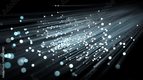 Simple 3D rendering of an optical fiber cable representing advanced optical fiber technology. Clean design with blank background and caption space on the side, ideal for tech presentations and concept