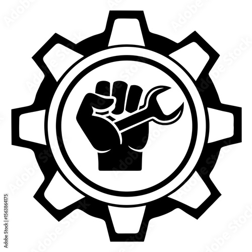 wrench setting icon and  symbol of approval or disapproval, from a hand with a thumb up to a hand holding a seal, perfect for web and business design illustrations