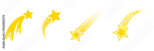 Shooting star icon, Gold shooting star vector illustration