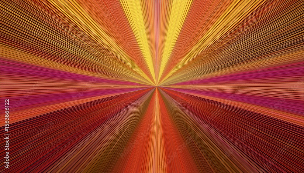 Obraz premium geometric shapes stripes lines rays in vibrant colors on a grainy ultra wide pixel background with dark mix hot yellow pink orange brown beige red gradient perfect for design banners wallpapers
