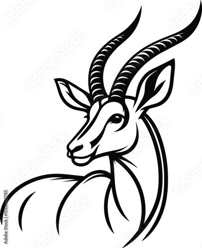 Photography Antelope mascot line art vector illustration isolated on a white background