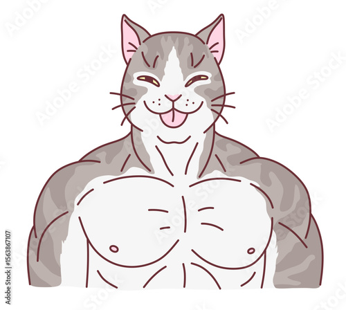 A cute muscular cat stick out its tongue. Cute cats series.