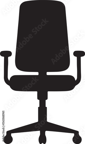 Modern black leather office chair isolated on white for business interior design