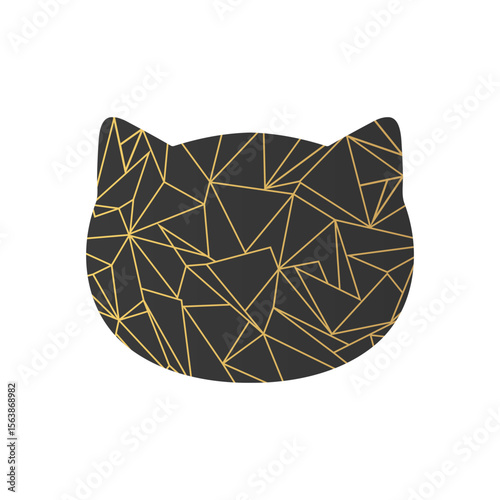 Cat head abstract silhouette with crystal pattern. Crystal cat face. Vector illustration