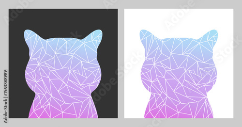 Abstract Cat silhouette with crystal pattern. Crystal cat silhouette. Vector illustration