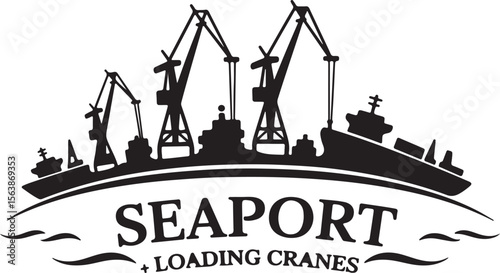 Seaport Loading Cranes Silhouette