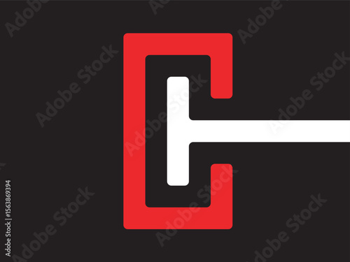 Abstract Geometric Rounded Letter C Shape Symbol Graphic Element Icon