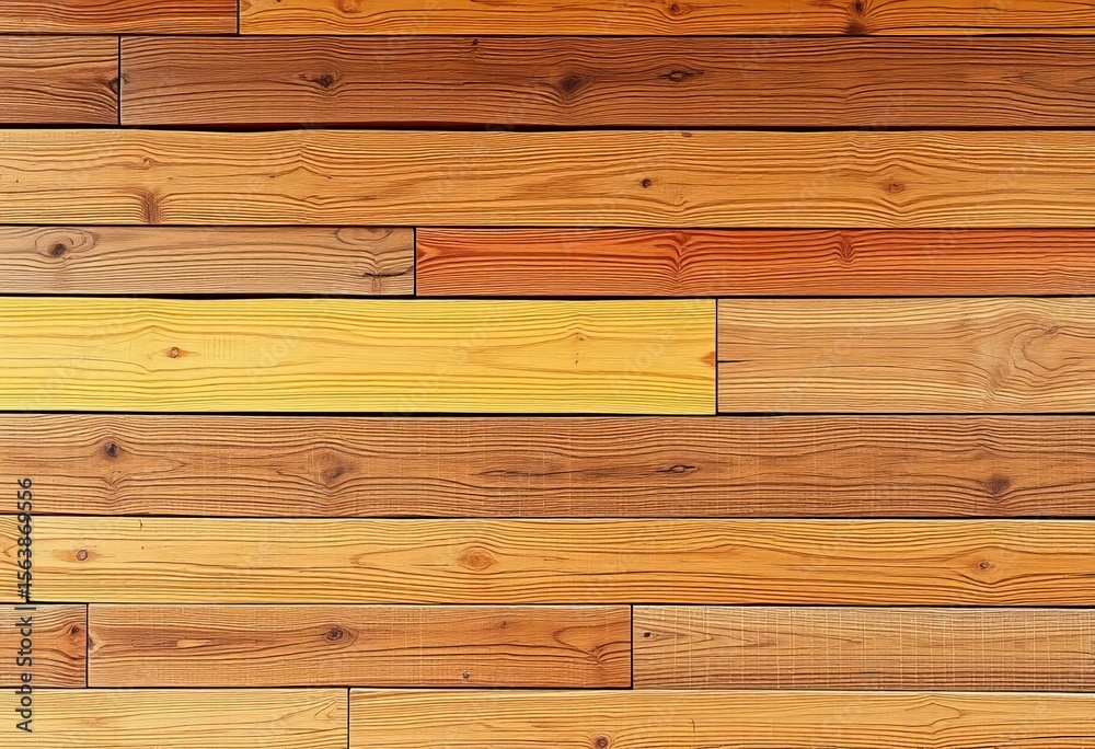 Naklejka premium Rustic wood plank wall, horizontal, varied tones, natural, reclaimed wood