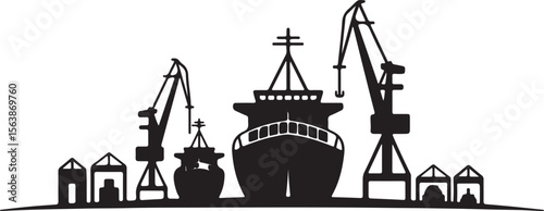 Industrial Port and Shipping Dock Silhouette