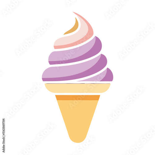 A sweet, cold, and creamy ice cream cone vector illustration, isolated for a delicious summer snack