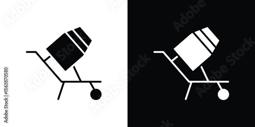 Cement mixer icon of glyph style design vector pack