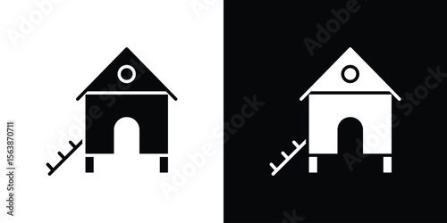 Chicken coop icon of glyph style design vector pack
