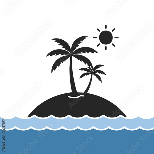 Tropical island palm trees sun ocean waves vector