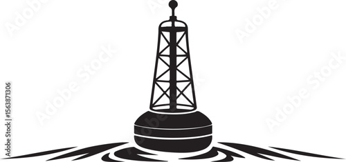 Nautical Buoy Marker Silhouette in Calm Waters