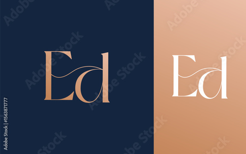 Initial letter ED DE logo design vector illustration for couple, wedding, and business