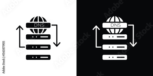 DNS icon of glyph style design vector pack