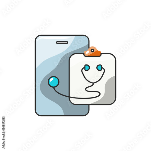 Symptom Check Icon, Mobile Health Assessment Tool.