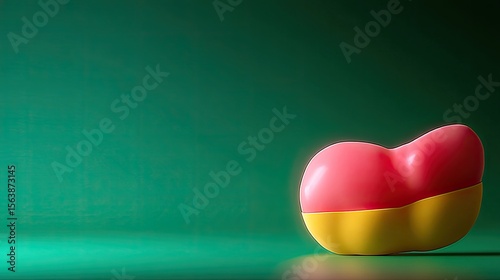 Pink and Yellow Heart Shapes on Green Background