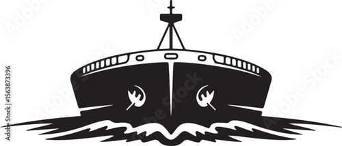 Majestic Black and White Cruise Ship Silhouette Gliding Through Waves