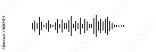 Black sound wave icon. Podcast soundwave line of voice. Record music player. Mobile talk track. Sound waves for voice message. Audio wave icon.eps10