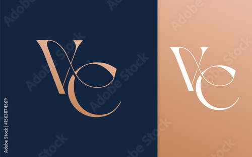 Initial letter VC CV logo design vector illustration for couple, wedding, and business
