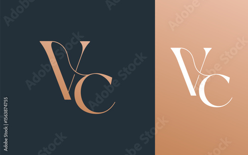 Initial letter VC CV logo design vector illustration for couple, wedding, and business