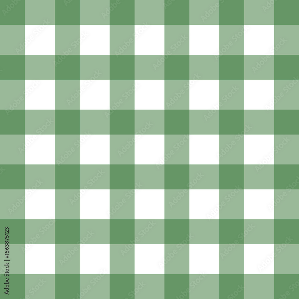 Fototapeta premium Seamless Sage Green and White Gingham Checkered Pattern for Rustic Tablecloth, Farmhouse Fabric Design, Picnic Decor or Textile Background
