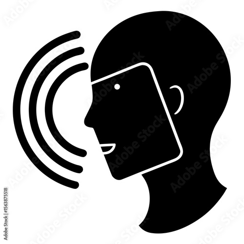 Face scan with waves technology security access silhouette vector illustration