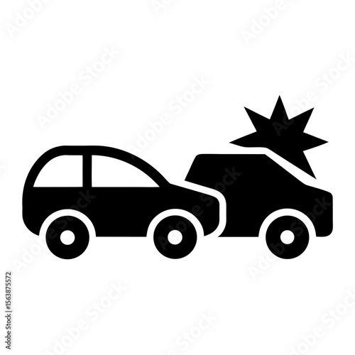 Two automobiles involved in a collision silhouette vector illustration