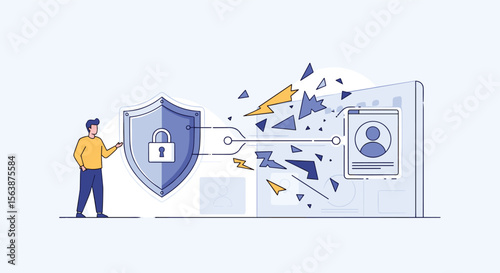 Cybersecurity Protection Shield Safeguarding Digital Identity Against Information Breach and Unauthorized Access Risks