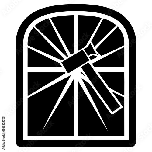 Broken window with hammer graphic simple design silhouette vector illustration