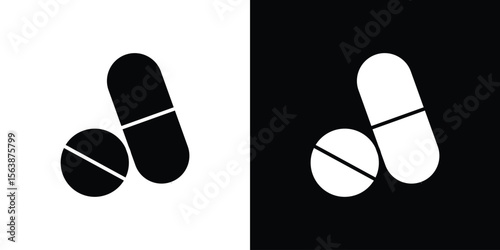Pills icon of glyph style design vector pack