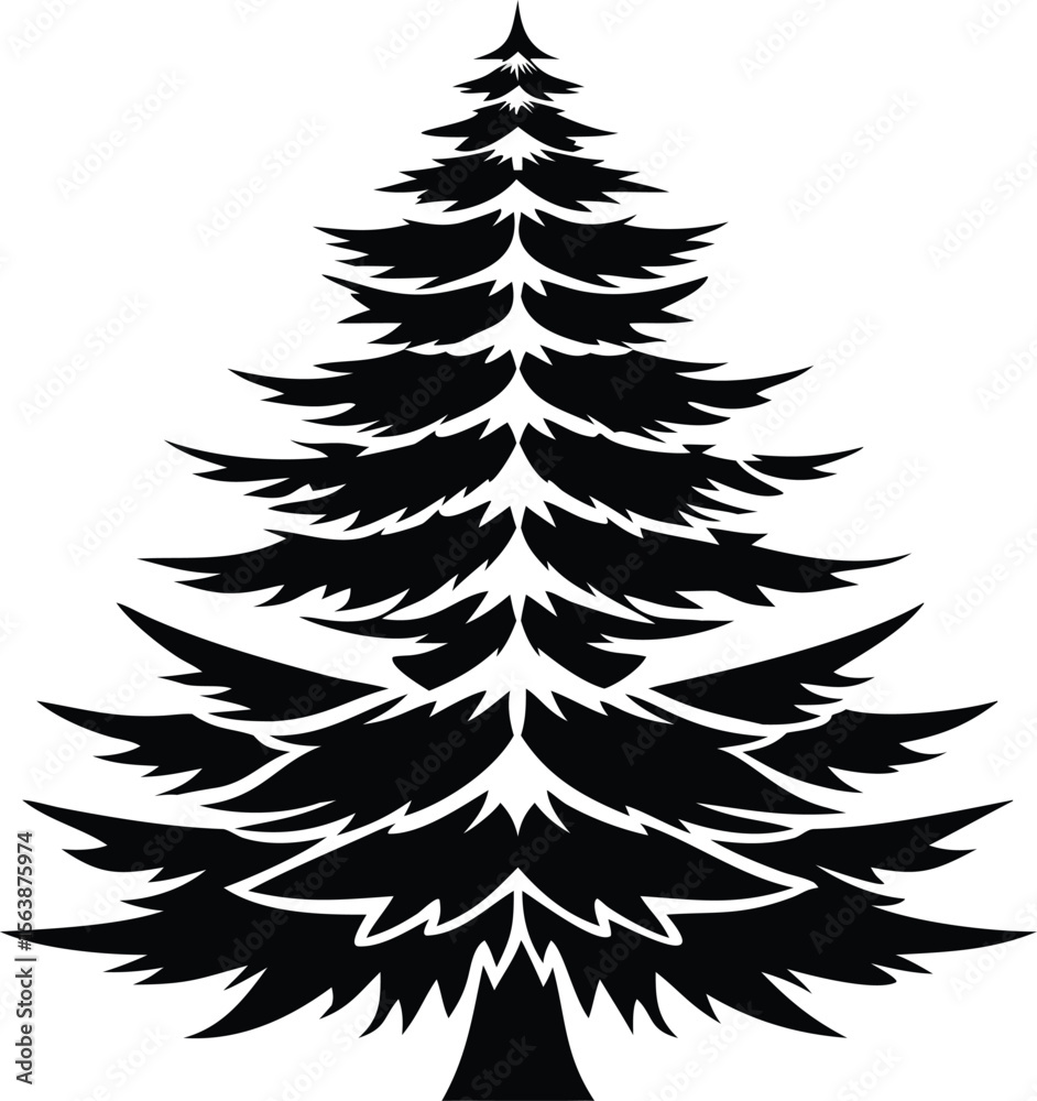 Obraz premium Christmas Tree Silhouette – Holiday Vector Illustration