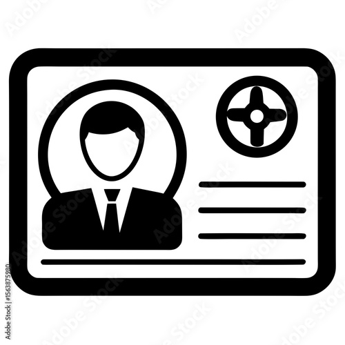 Identification card with person and symbol silhouette vector illustration