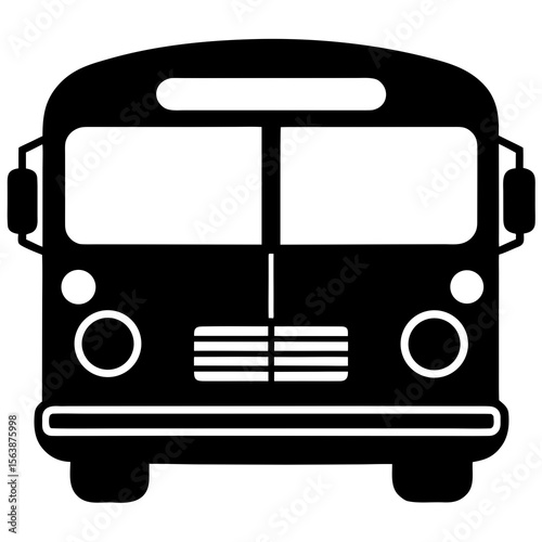 Front view of a passenger bus transportation vehicle silhouette