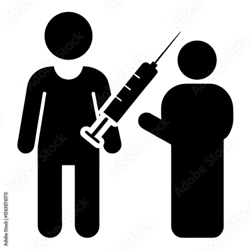 Medical professional giving injection to patient silhouette vector illustration