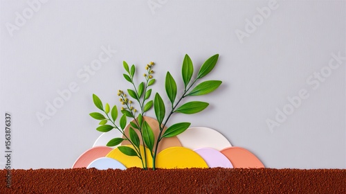 Pastel Colored Earth Concept Showing Plant Growth