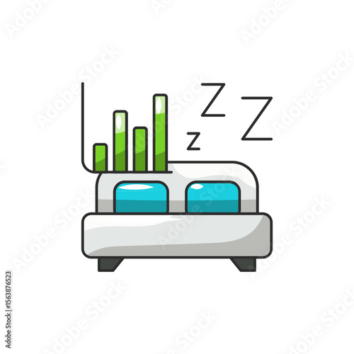 Sleep Analyzer Icon, Bed Graph Rest Monitor.