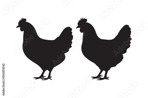Chicken silhouettes facing left on a white background