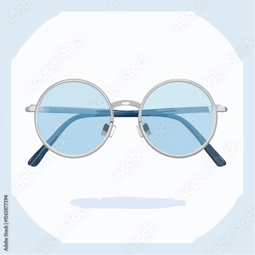 Round Eyeglasses: Featuring a close-up of a stylish pair of round eyeglasses with blue-tinted lenses, offering a fresh perspective on eyewear fashion.