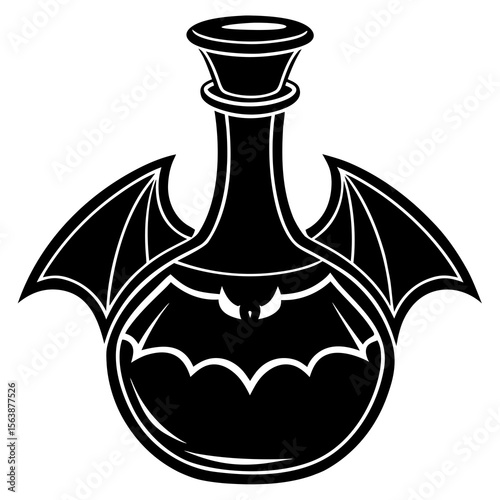 Gothic Bat Winged Potion Bottle: Halloween Vector Graphic Illustration