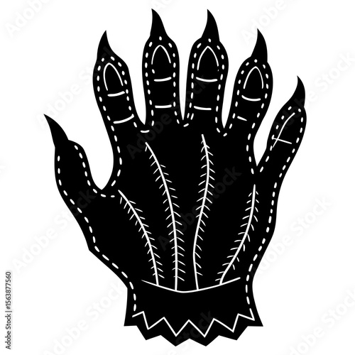 Silhouette of a Clawed Hand: Dark, Mysterious, Gothic Style Illustration