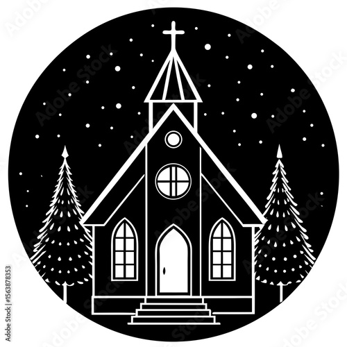 Silent Church  Vector Religious Easter Symbol for Microstock Graphics