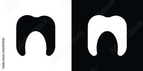 Tooth icon of glyph style design vector pack