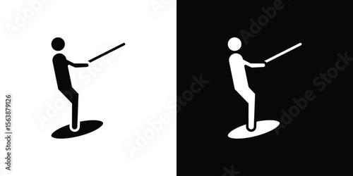 Wakeboarding icon of glyph style design vector pack